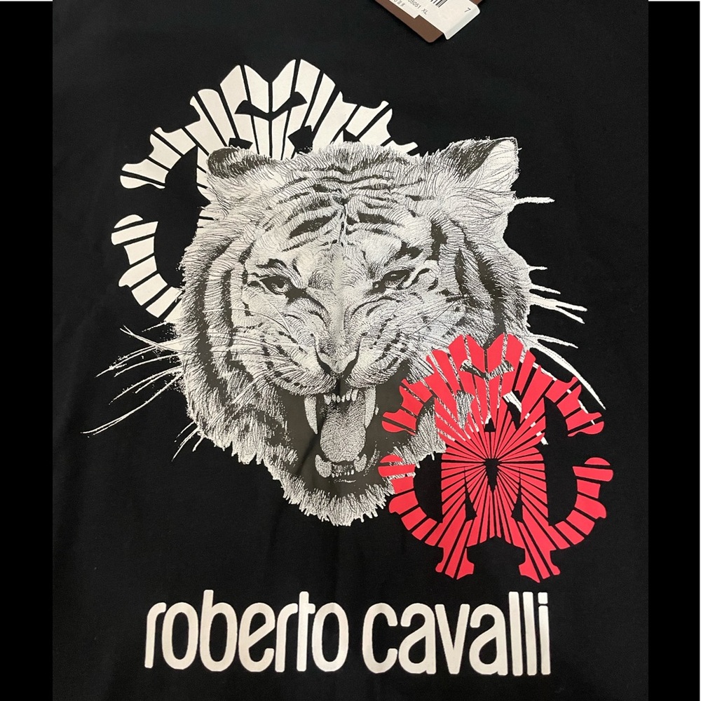 Roberto Cavalli Tiger Graphic Crew Neck T-Shirt Xl - Picture 6 of 7